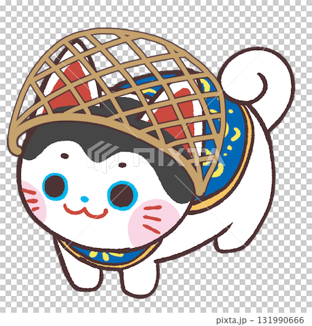 竹籠を被った犬張子の斜め上からのイラスト 竹籠を被った犬張子の斜め上からのイラスト 131990666