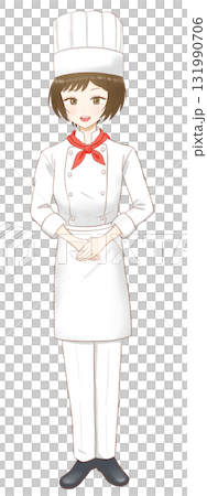 站立的女性糕點廚師的插圖 131990706