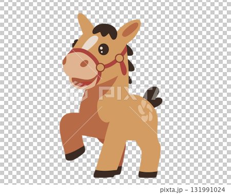 斜め正面から見たかわいい干支の馬イラスト 131991024