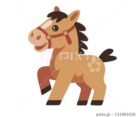 年賀状用のかわいい干支の馬イラスト 年賀状用のかわいい干支の馬イラスト 131991026