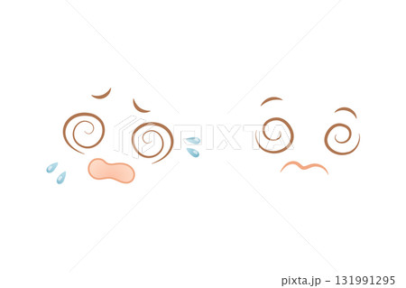 Confused and dizzy kawaii anime faces with swirls 131991295