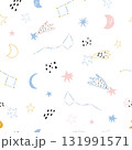 Cute Space Seamless Pattern - Stars, Moon and Comet Background 131991571