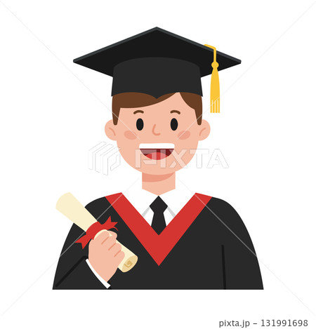 Male Graduate Wearing Cap Holding Diploma Celebrating Graduation Ceremony Vector Illustration Male Graduate Wearing Cap Holding Diploma Celebrating Graduation Ceremony Vector Illustration 131991698