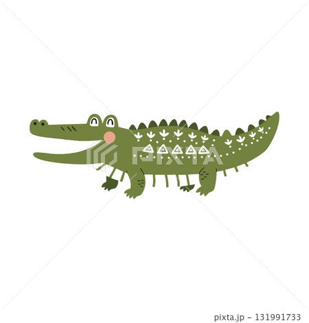Crocodile animal with decorative patterns and smiling face vector illustration Crocodile animal with decorative patterns and smiling face vector illustration 131991733