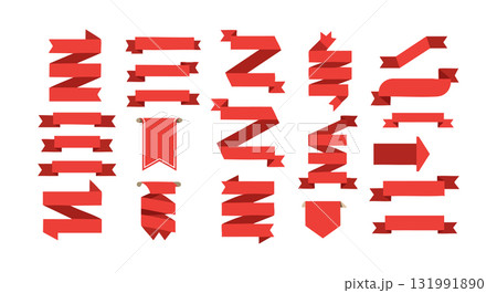 Red Ribbon Banner Set Various Shapes and Styles Decorative Vector Elements Red Ribbon Banner Set Various Shapes and Styles Decorative Vector Elements 131991890