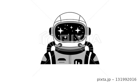 Astronaut Helmet Space Stars Vector Illustration in Black and White Minimalist Style Astronaut Helmet Space Stars Vector Illustration in Black and White Minimalist Style 131992016