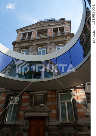 The round pedestrian bridge Passerelle Tondo connecting the Chamber of Representatives with Forum building, the Federal Government of Belgium, Brussels The round pedestrian bridge Passerelle Tondo connecting the Chamber of Representatives with Forum building, the Federal Government of Belgium, Brussels 131992051