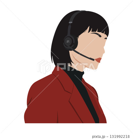 Customer service woman wearing headset and red blazer vector illustration Customer service woman wearing headset and red blazer vector illustration 131992218