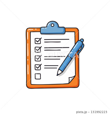 Checklist clipboard with pen for task management and organization vector illustration Checklist clipboard with pen for task management and organization vector illustration 131992223