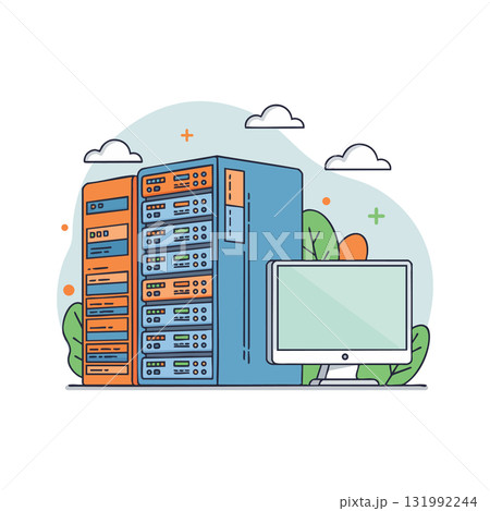 Server Rack and Desktop Computer Technology Data Center Equipment Illustration 131992244