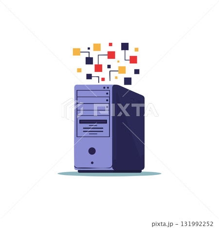 Computer server with colorful data blocks digital information processing vector illustration Computer server with colorful data blocks digital information processing vector illustration 131992252
