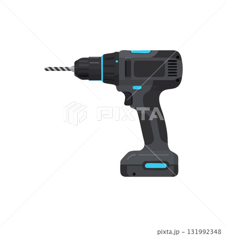 Cordless power drill tool for construction and DIY projects vector illustration 131992348