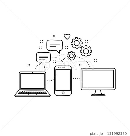 Laptop Smartphone Desktop Computer Communication Network Technology Vector Illustration 131992380