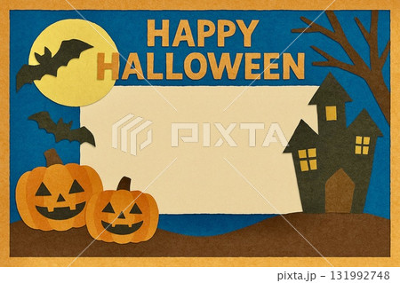 フレーム素材　ハロウィン　貼り絵調 131992748