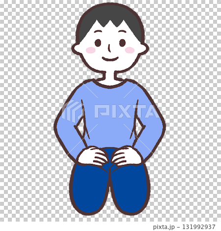 Illustration of a man sitting upright Illustration of a man sitting upright 131992937