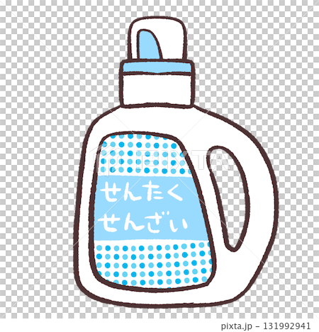 Illustration of a detergent bottle written in hiragana 131992941