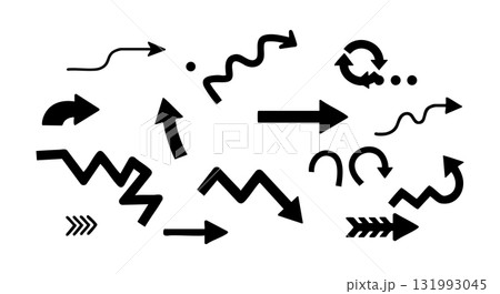 Collection of Diverse Black Arrow Vectors with Various Shapes and Directions for Design Use Collection of Diverse Black Arrow Vectors with Various Shapes and Directions for Design Use 131993045