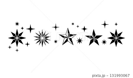Black star and sparkle shapes vector illustration with decorative pattern elements 131993067