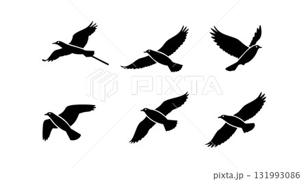 Flying duck silhouettes vector set in black shape style for design and decoration Flying duck silhouettes vector set in black shape style for design and decoration 131993086