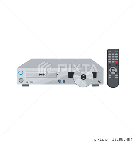 DVD player with disc and remote control modern electronic device vector illustration DVD player with disc and remote control modern electronic device vector illustration 131993494