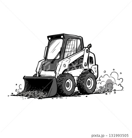 Compact skid steer loader construction machinery digging dirt vector illustration 131993505