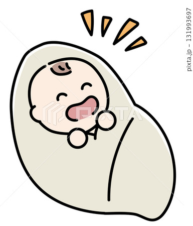 ごきげんな生まれたての赤ちゃん_カラー 131993697