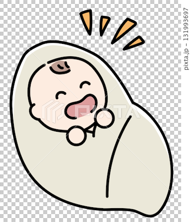 ごきげんな生まれたての赤ちゃん_カラー 131993697