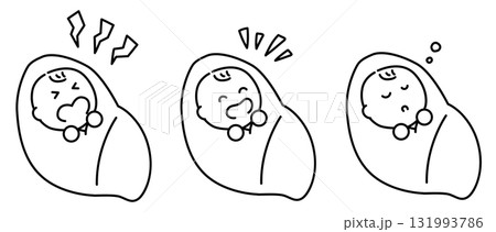 生まれたての赤ちゃんセット_線画 131993786