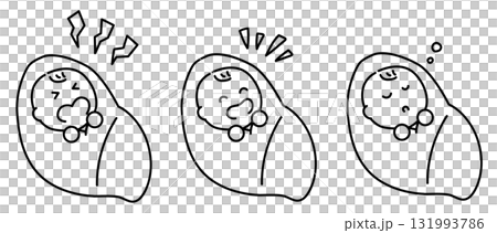 生まれたての赤ちゃんセット_線画 131993786