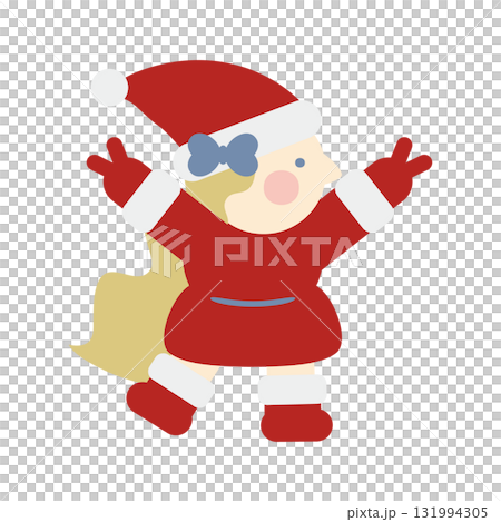 可愛的聖誕老人女孩做出和平手勢 131994305