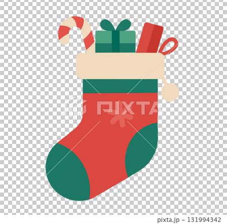 Christmas stockings and gifts illustration 131994342