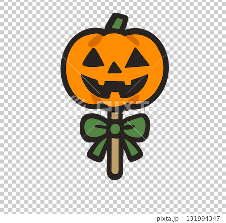 Illustration of Halloween pumpkin lollipop with bow Illustration of Halloween pumpkin lollipop with bow 131994347