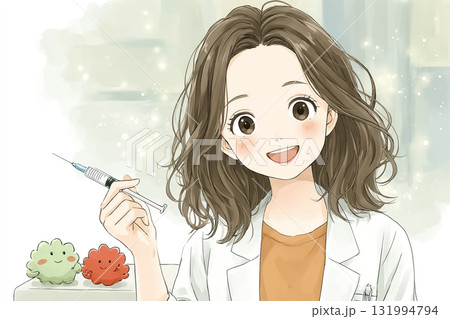 美優シリーズ：怖くないインフルエンザ予防接種を準備する美優 131994794