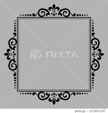 Decorative frame Elegant vector element for design in Eastern style, place for text. Floral black and gray border. Lace illustration for invitations and greeting cards Decorative frame Elegant vector element for design in Eastern style, place for text. Floral black and gray border. Lace illustration for invitations and greeting cards 131995197