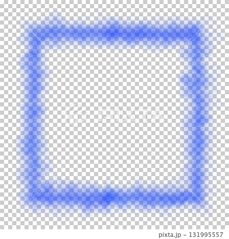 Blue glowing smoky square frame with transparent background for mystical, magical or sci fi themed digital illustrations 131995557