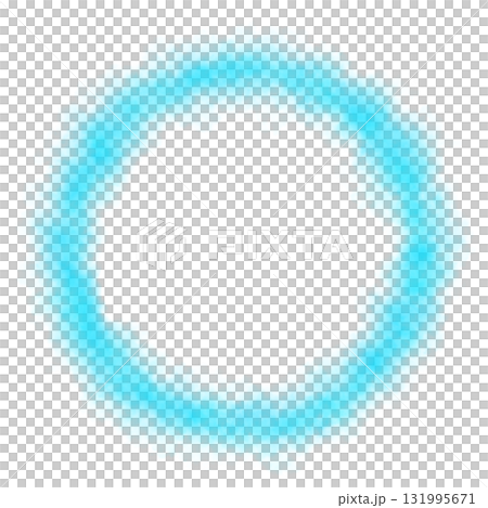 Soft glowing light blue smoke ring with transparent background, surrounded by airy mist and cool haze in circular motion. Great for calming sci fi visuals or dreamy fantasy designs 131995671