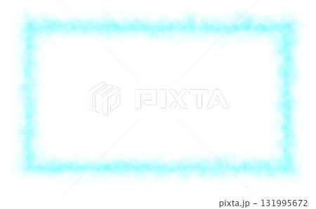 Light blue glowing smoke frame,border on transparent background with foggy neon effect for mystical or sci fi visual design 131995672