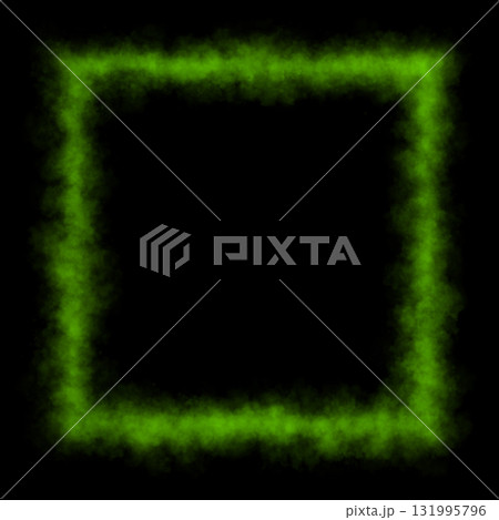 Green glowing smoky square frame with transparent background for mystical, magical or sci fi themed digital illustrations 131995796