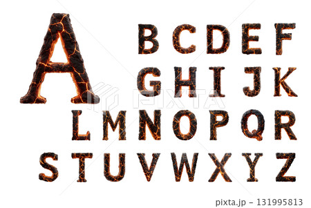溶岩アルファベット A〜Z 透過PNG素材 / 炎の英語フォントセット 131995813