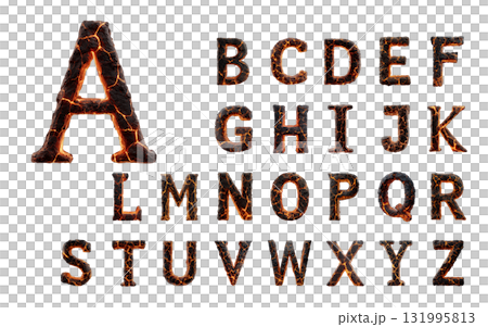 溶岩アルファベット A〜Z 透過PNG素材 / 炎の英語フォントセット 131995813