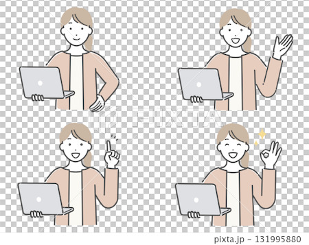 有膝上型計算機的少婦 131995880