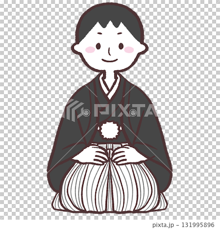 穿著羽織和袴的男人的插圖 穿著羽織和袴的男人的插圖 131995896