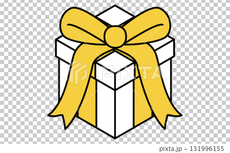 Isometric illustration of a line icon of a gift box with a dangling ribbon Isometric illustration of a line icon of a gift box with a dangling ribbon 131996155