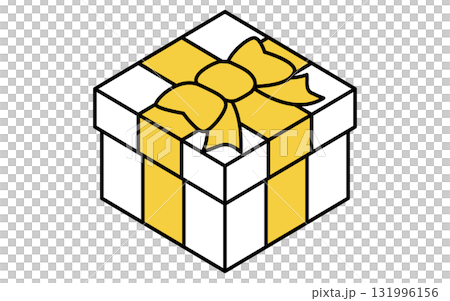 Isometric illustration of a line icon of a gift box with a bow Isometric illustration of a line icon of a gift box with a bow 131996156