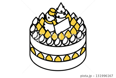 クリスマスケーキの線画アイコンのアイソメトリックイラスト クリスマスケーキの線画アイコンのアイソメトリックイラスト 131996167