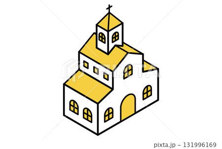 教会の線画アイコンのアイソメトリックイラスト 131996169