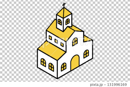 教会の線画アイコンのアイソメトリックイラスト 131996169