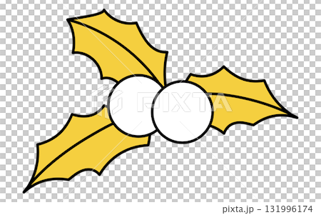 Isometric illustration of holly leaves and berries line icon 131996174