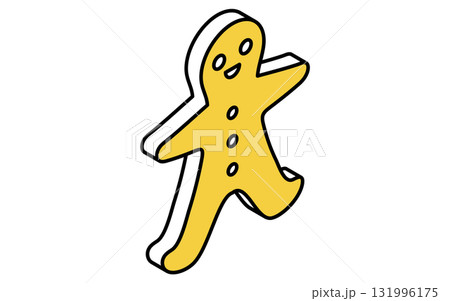人型のジンジャークッキーの線画アイコンのアイソメトリックイラスト 人型のジンジャークッキーの線画アイコンのアイソメトリックイラスト 131996175