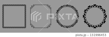Set of decorative frames Elegant vector element for design in Eastern style, place for text. Floral black and gray borders. Lace illustration for invitations and greeting cards 131996453